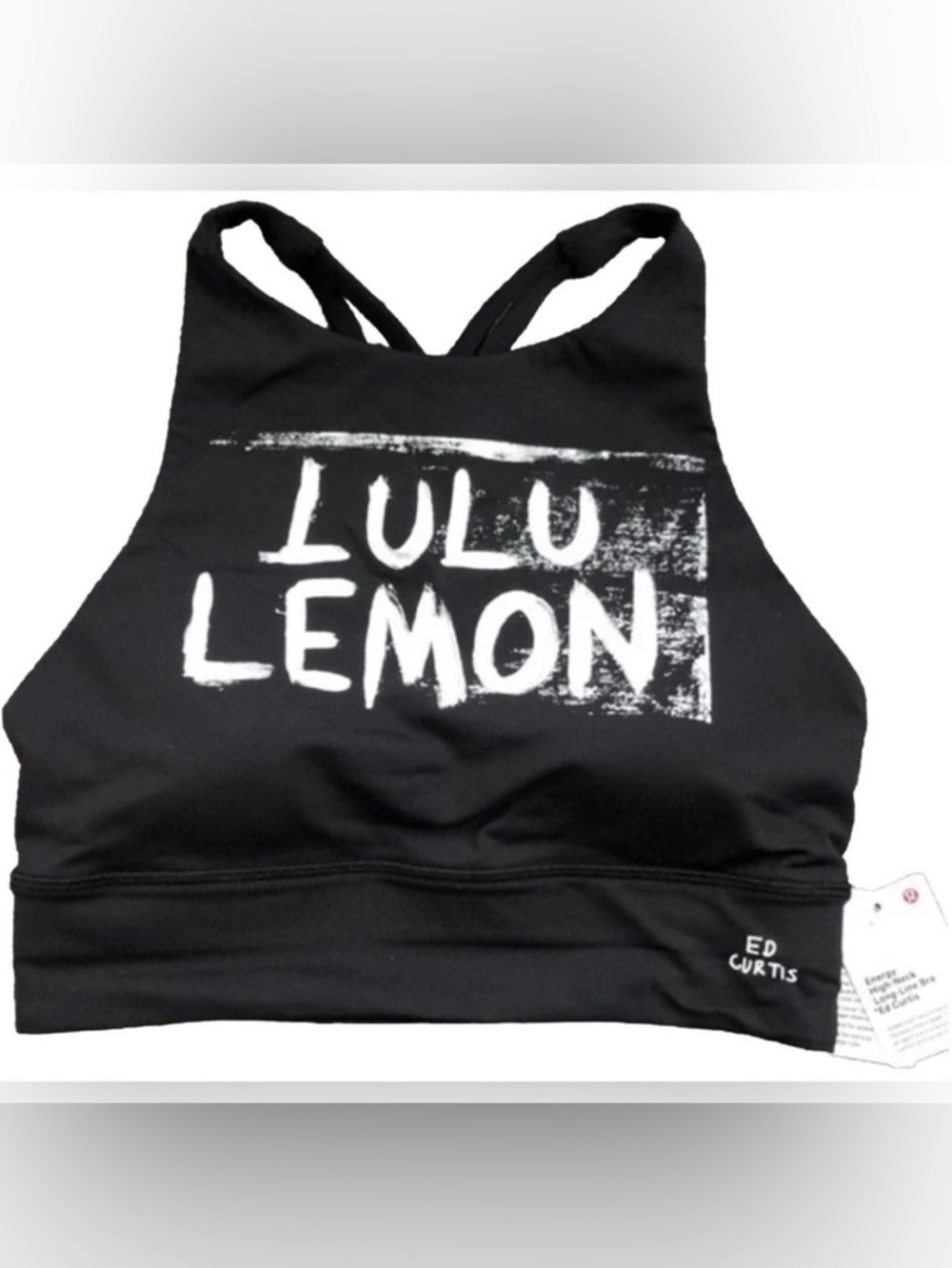 Lululemon Energy Longline Bra Ed Curtis Graphic Black High Neck Size 6